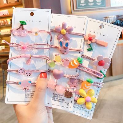 China 2020 Fashionable 5pcs Per Card Kids Girls Hair Accessories Cheap Hair Barrettes And Elastic Hair Ties for sale