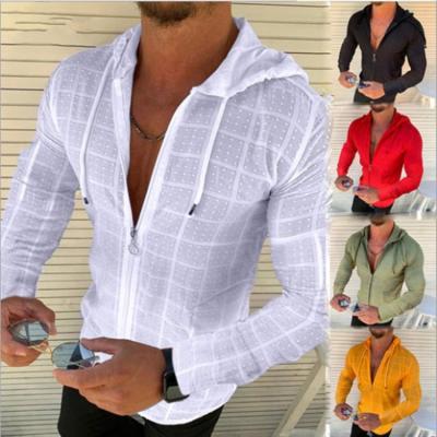 China Anti-Wrinkle QC - 067 Trending Thin Sleeve Hoodie Men Designer Plaid Casual Cotton Cardigan Long Hoodies for sale