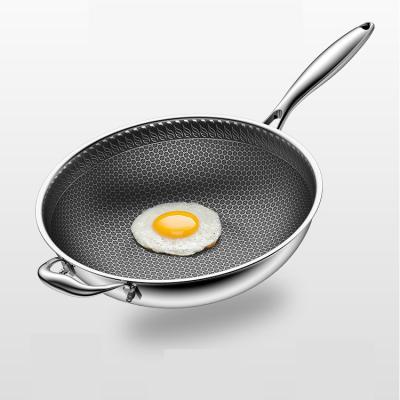 China Sustainable Non-Stick Stainless Steel Honeycomb Frying Pan for sale