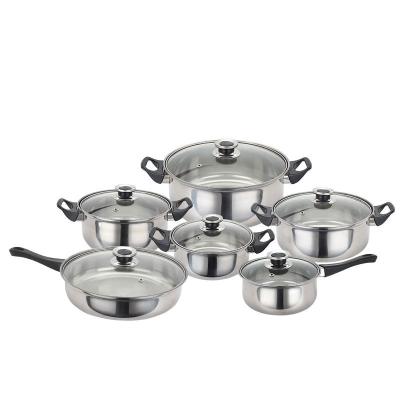 China Sustainable Stainless Steel Kitchenware 12pcs Cookware Set With Black Bakelite for sale