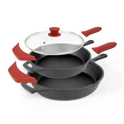 China Best viable Amazon BBQ camping non stick kitchen cookware egg frying pan set mini skillet for sale