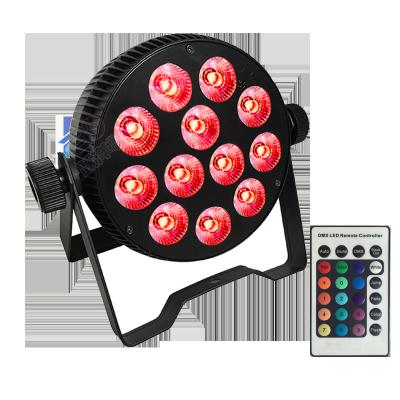 China Club RGBW 12*4in1 remote control 6in1 RGBWAL led flat par light for event lighting for sale