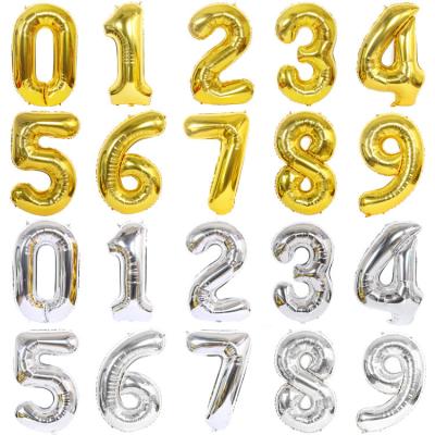 China Large 40Inch Globos Number Eco-friendly Aluminum Material Letters Foil Balloons 0123456789 Number Helium Balloons For Birthday Party Supplies Decorations for sale