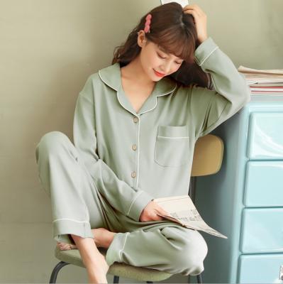 China Breathable High Quality Korean Women's Pajamas 100% Cotton Sleepwear Pajamas Long Sleeve Suit for sale