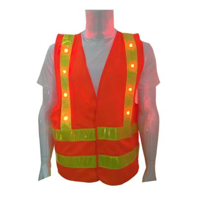 China New Style Red Light Safety Reflective Jacket S-4XL 100%Polyester Tricot/Knitting Flashing Led Running Vest for sale