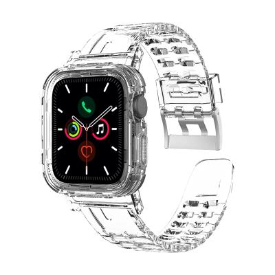 China Rubber Clear Watch Band For Apple Watch 42mm 44mm 40mm 38mm, Transparent Soft Silicone TPU iWatch Band Strap for sale