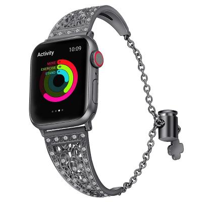 China Adjsutable Type Chain Watch Flower Band (B) Bands Flower Women 5 With Strap Diamond Chain Band Business For Apple Watch Stainless Steel Strap for sale