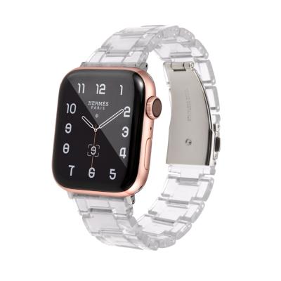 China Clear Resin Watch Wrist Bands Replacement Link Smart Bracelet For Apple Watch 44m Clear Resin Band 44mm Ceramic Transparent Strap 38mm for sale