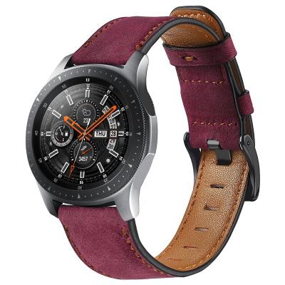 China Antique Oil Wax Vintage Watch Band Leather Wax Leather Watch Band For Samsung Galaxy Watch 46mm Black Clasp Adjustable Wrist Straps for sale