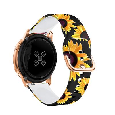 China Rubber Pattern Printed Silicone Band Compatible For Samsung Galaxy Watch 20mm 22mm Replacement Watch Strap for sale