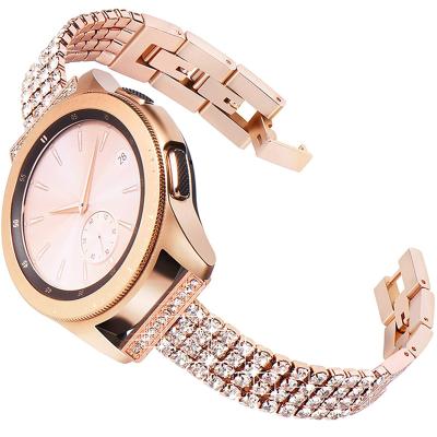 China Diamond Woman Metal Watchband For Samsung Galaxy Watch 4 Band Diamond Alloy Stainless Steel Watch Band 20mm 22mm Strap for sale