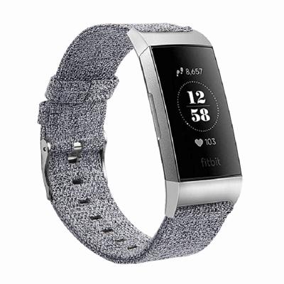 China High Quality Canvas Watch Band Strap For Fitbit Charge 3 Watch Band Nylon Canvas Woven Smart Watch Straps for sale