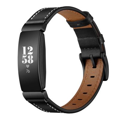 China High Quality Leather Watch Band Straps Replacement Watch Band Strap Smart Watch Belt Genuine Leather Strap For Fitbit Inspire HR Band for sale