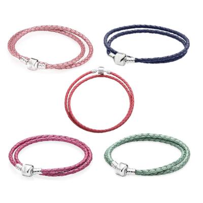 China Lead Free Inspired Jewelry Branded Handmade Colorful Silver Leather Bracelet for sale