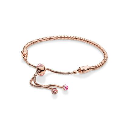 China Lead Free Fashion Fancy Rose Gold Moments Snake Chain Slider Bracelet For Girls for sale