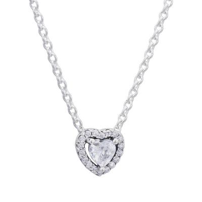 China Exquisite Products 2021 Tasty Silver Diamond Raised Heart 925 Lead Free Hot Selling Necklace for sale