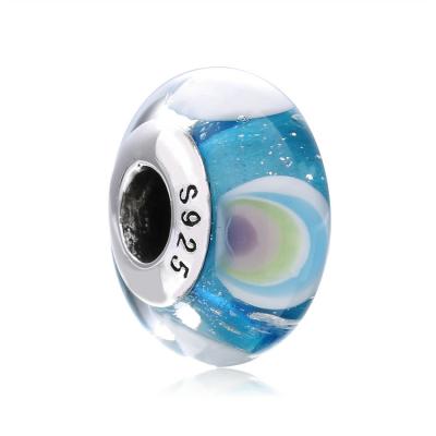 China New Premium Lead Free Custom Design Genuine Silver Multi Color Glass Charm Bead for sale