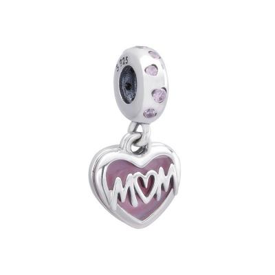 China New Products 925 Lead Free Hot Selling Mummy Script Silver Heart Gorgeous Dangle Charm for sale