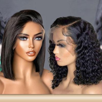 China Body Wave Bob Lace Closure Wigs For Women Color Short Bone Hair Straight Bob Wig Virgin Hair Vendor Lace Up Headband Wigs Supur Double Drawn for sale