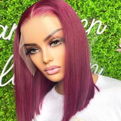 China Cheapest Brazilian Hair Color Women Bob Lace Closure Wigs For Short 100% Bob Lace Frontal Wigs Supur Double Drawn Body Wave for sale