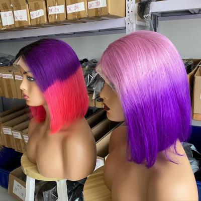 China Body Wave Colors Bob Straight Wig Raw Virgin Hd Transparent Lace Hair Wigs Short Bob Wig Human Hair Lace Front Cuticle Aligned Hai for sale