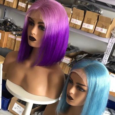 China Cheap Full Color Bob Wigs Human Hair Lace Front Full Lace Human Hair Short Body Wave Wigs For Color Women Hd Straight Lace Frontal Wigs for sale