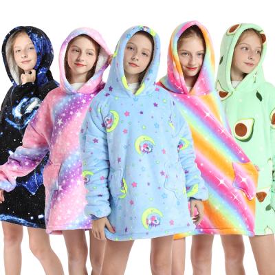 China Long Sleeve Hoodie Winter Hooded Covering Oversized Wearable Eco-Friendly Anti-Static Kids Blanket for sale