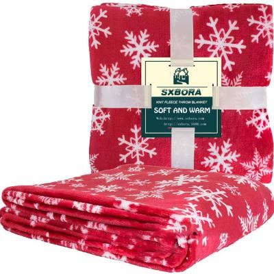 China Breathable Christmas Tree Blanket Print Throw Blanket Shear Soft Christmas Flannel Blanket for sale