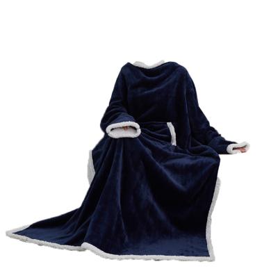 China Pajamas Portable Oversized Covering Use Flannel TV Hooded Pocket Keep Warm Wearable Blanket for sale