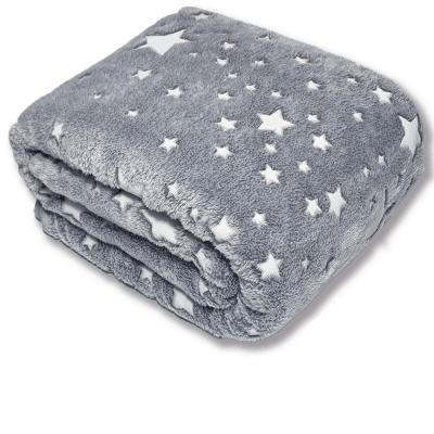 China Folded Bright Flannel Glow In Dark Glass Beads Shear Weighted Blanket for sale