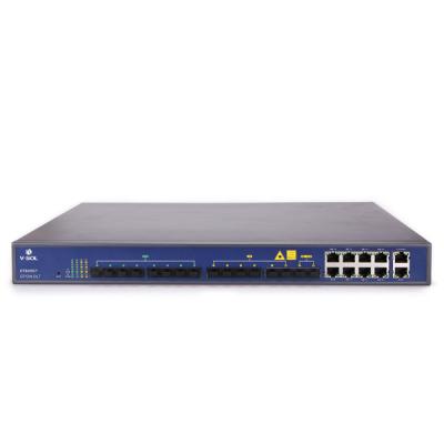 China Steel Case 8 PON GPON PORT OLT with 8GE Copper and 8SFP 6*1GE+2*10GE Slots Class B+/C+ Connector Type 1: 128 MAX Splitting Ratio for sale