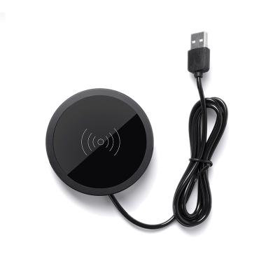 China Standard Top Selling QI 15W Wireless Charging Mobile Phone Recessed Desktop Wireless Charger Useful Round Wireless Charger for sale