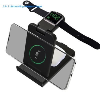 China Quick Charge Support 3 in 1 Multi Function Folding Phone Wireless Charging for All Devices 15W Chass 10 Fast Charger Charging Wireless Sharger for sale