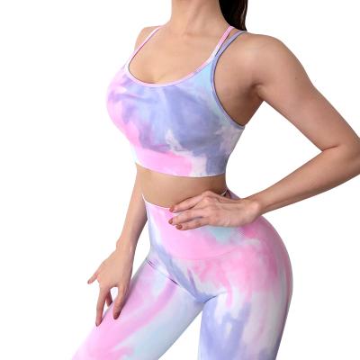 China New Antibacterial Cloth Athleisure Gym Activewear Gym Fitness Set Gym Fitness Set Women Rainbow Yoga Suit Clothing for sale