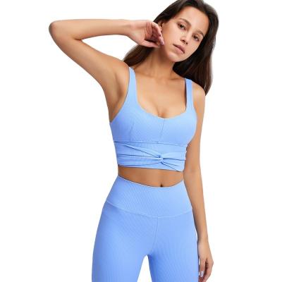 China New Athleisure Gym Antibacterial Workout Fabric Active Wear Sportswear Ribbed Women Gym Sets Fitness for sale