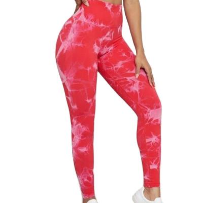 China Breathable Active Red Yoga Pants Brazilian Sports Wear Women Tie Dye Crac! crack! butt yoga leggings for fitness for sale