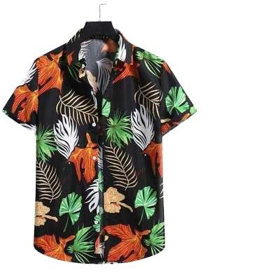 China Anti-Wrinkle Hawaiian Shirt Men Printed Short Sleeve Button Shirt Men's Loose Casual Beach Shirt for sale