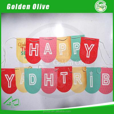 China Wholesale 2017 Birthday Party String Hanging Decorative Flag, Cheap Paper Bunting for sale