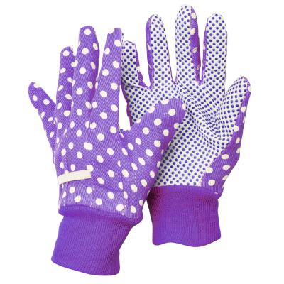 China C3815 Flower Pattern Cotton Gardening Gloves With PVC Dots for sale