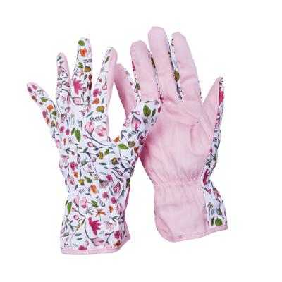 China C3816 Flower Pattern Cotton Work Gardening Gloves With Elastic Cuff for sale