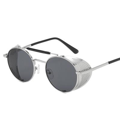 China 2021 Hot Steampunk Sunglasses Women Men Side Shield Round Fashion Designer Eyewear 66247 New Fashion Sun Glasses for sale