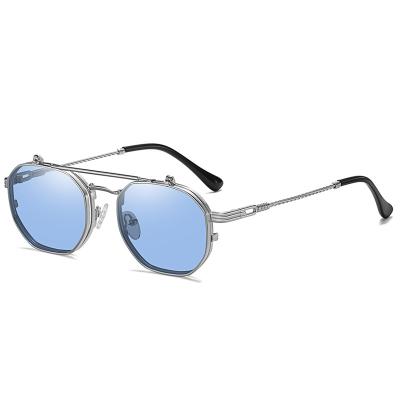 China Fashion sunglasses 2021 double glasses men and women new metal hook mirror sleeve fashion sunglasses can admire myopia glasses cut for sale