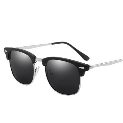 China Fashion sunglasses 2021 new semi frame rice nail film sunglasses metal polarization sunglasses for men and women for sale