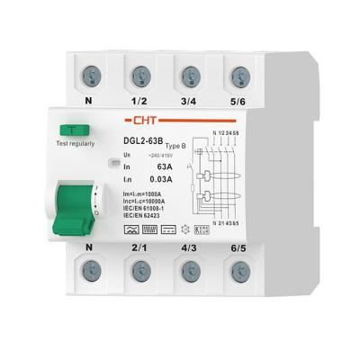 China PA66 KEMA certified 4P type B RCCB Leakage Breaker Residual Current Circuit Electric for sale