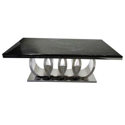 China Modern Luxury Marble Top A8082 Titanium Stainless Steel Gold Table for sale