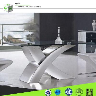 China DINING TABLE X Unique Pointed Metal Dining Table With Glass Top And Home Furniture for sale