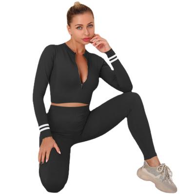 China Breathable Long Sleeve Zipper Yoga Sports Suits Skinny Running Wear Women Gym Pants Breathable Yoga Sets for sale