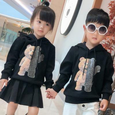 China KS2707 bear printing parents and children cotton hoodies casual new anti-pilling arrive family matching clothes for sale