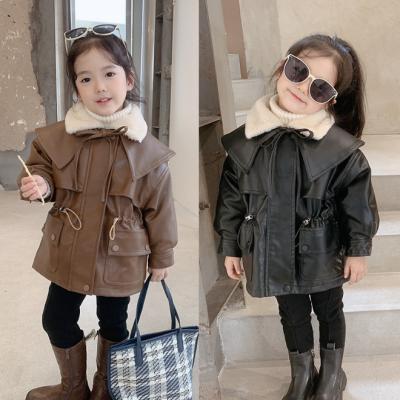 China KS7125 Reversible Size Girls Adjustable Fur Lined Winter Leather Jackets Coats 2021 for sale