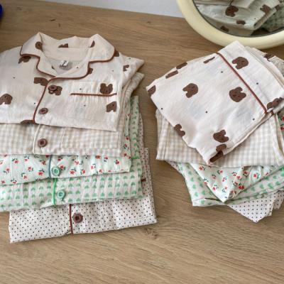 China KS3992 Korean Style Breathable Kids Unisex 100% Cotton Pajamas Sleep Wear Comfort Pajamas Set For Kids for sale